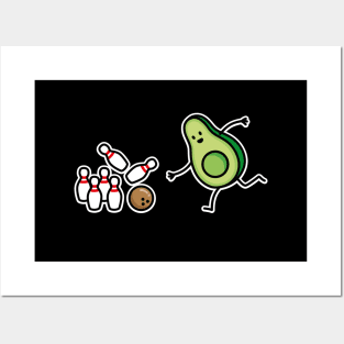 Funny bowling avocado cartoon bowling player gift Posters and Art